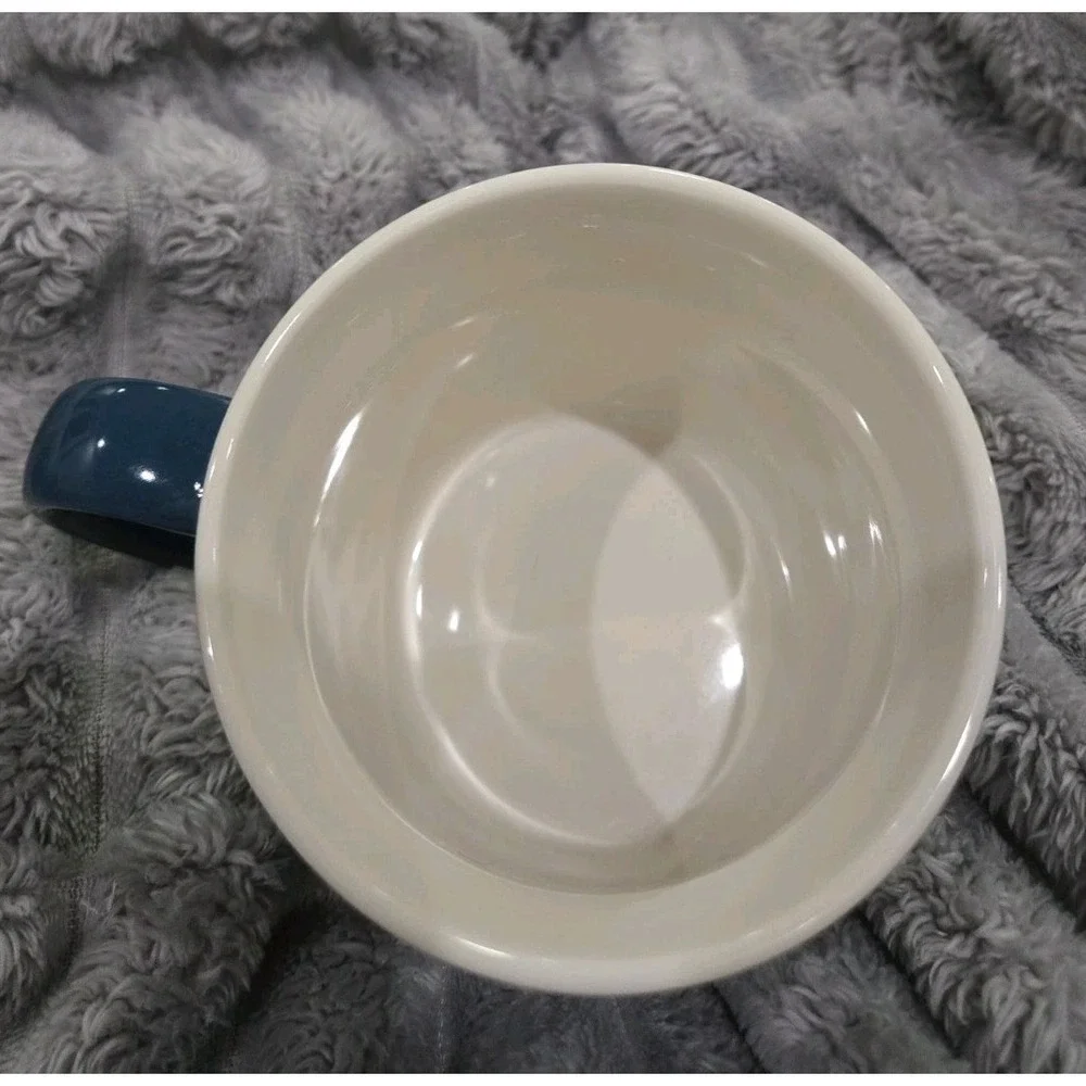 2020 Starbucks Green Coffee Mug Crisscross Lines Blue Handle Starbucks Logo EUC!
